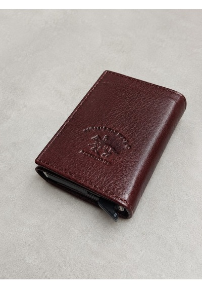 Newish Polo Mekanizmalı Rfid Özellikli Cüzdan Kredi Kartlık - Hakiki Deri Koyu Kahverengi