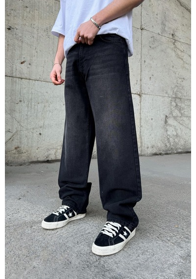 Flaw Çizgili Super Baggy Jean Siyah Siyah