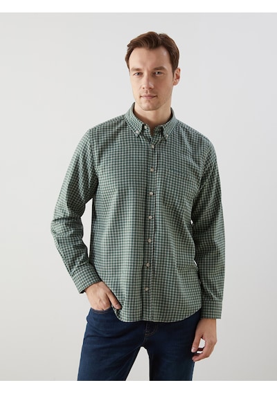 Lcwaıkıkı Classic Yeşil Regular Fit Uzun Kollu Ekose Erkek Gömlek