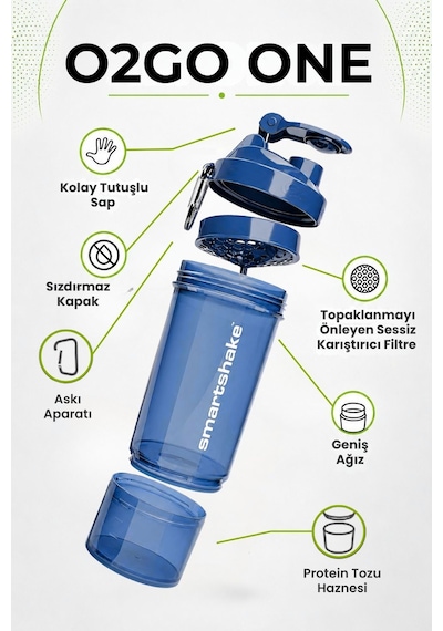 Smartshake Original2go One Serisi 800 Ml Navy Mavi Protein Shaker
