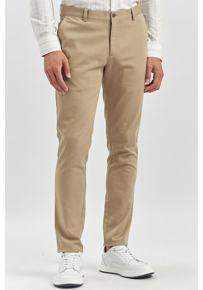 İmza Bej Düz Armürlü Slim Fit Casual Pantolon 1003240168-bej Bej