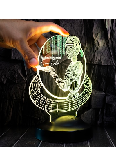 Yazılım Mühendisi Hediyesi, Yapay Zeka Mühendisi, Bilgisayar Mühendisi Hediyesi Kişiye Özel 3d Led Lamba, Yazılımcı Hediyesi