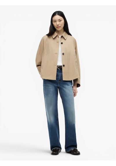 Tommy Hilfiger Cotton Short Jacket Kadın Bej Mont - Ww0ww49844