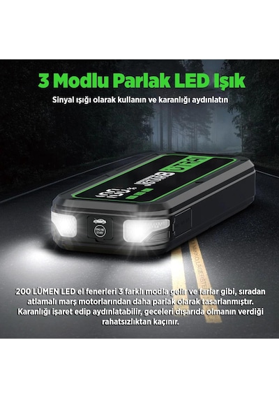 Utraı Jstar 8 74wh 20000mah 3000a Jump Starter Taşınabilir Akü Takviye Cihazı Powerbank + Led Lamba + Taşıma Kılıfı + Lcd Ekran
