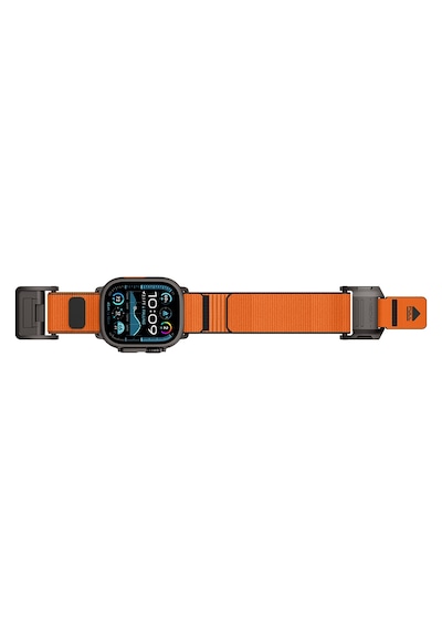 Watch 42mm Uyumlu Mohseven İwatch Mecha Sport Hasır Kordon Siyah-turuncu