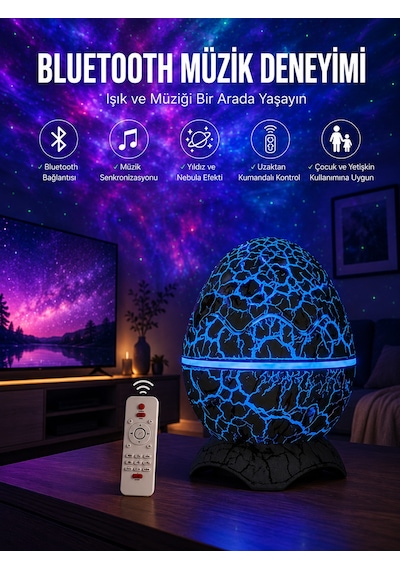 Dinozor Speaker Renk Değiştirme Projeksiyon Modu Hoparlör Gece Lambası Yeni Nesil 1200mah Battery
