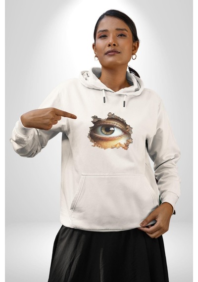 Duvardan Biri Bizi Gözetliyor Kadın Erkek Beyaz Kapüşonlu Sweatshirt Hoodie Beyaz Duvardan Biri Bizi Gözetliyor Kadın Erkek Beyaz Kapüşonlu Sweatshirt Hoodie Beyaz