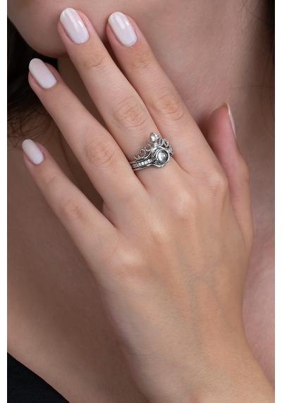100 Dilde Seni Seviyorum Kraliçe Tacı Projeksiyonlu Yüzük Cl33 Gümüş