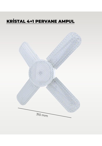 60w Kristal Pervane 4+1 Kanatlı Ampul 6500k Beyaz Işık 1 Adet