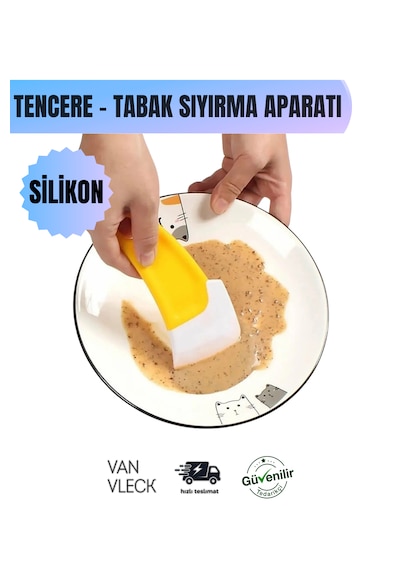 Silikon Tava Ve Tencere Kazıyıcı Tabak Sıyırma Aparatı, Esnek Mutfak Temizlik Çok Renkli