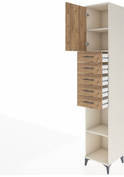 Hyperion Dolap 3 Raflı 5 Çekmeceli Tek Kapaklı 44x44x243 Aytaşı-çam Aytası