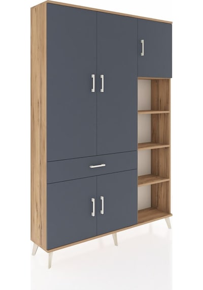 Arges Dolap 10 Raflı Tek Çekmeceli 5 Kapaklı 132x30x195 Çam-antrasit/antrasit Antrasıt/antrasıt Arges Dolap 10 Raflı Tek Çekmeceli 5 Kapaklı 132x30x195 Çam-antrasit/antrasit Antrasıt/antrasıt