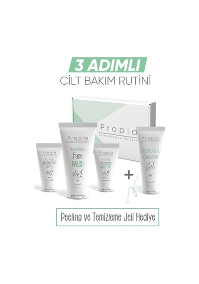 Propia Sivilce Karşıtı 3 Adımlı Bakım Seti 150 ML + Peeling