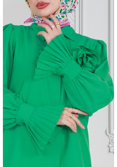 Sevitli Gül Broşlu Kolu Fırfırlı Tunik-benetton Yeşili-3605-benetton Yeşili Benetton Yeşili Sevitli Gül Broşlu Kolu Fırfırlı Tunik-benetton Yeşili-3605-benetton Yeşili Benetton Yeşili