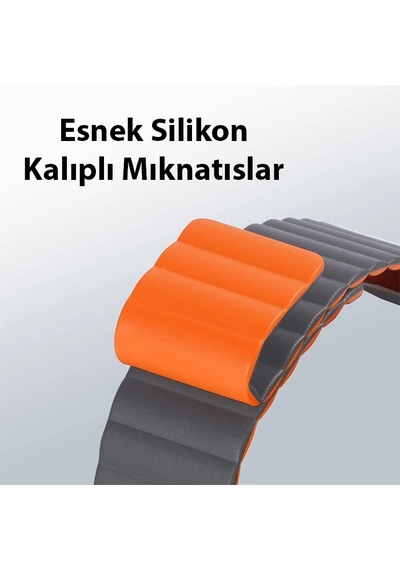 Dux Ducıs Apple Watch Uyumlu 42/44/45mm İçin Manyetik Zincir Versiyon Pu Deri Kayış Kordon- 5775