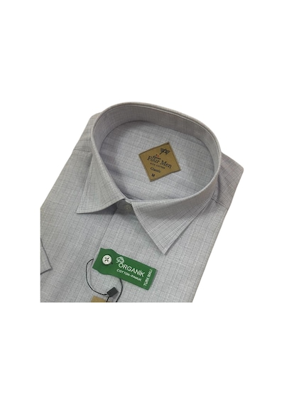 Eren Style Linen Keten Klasik %100 Cotton Kısa Kollu Terletmeyen Gömlek Gri