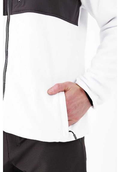 2as Cliff Erkek Parçalı İnce Polar Sweatshirt Beyaz