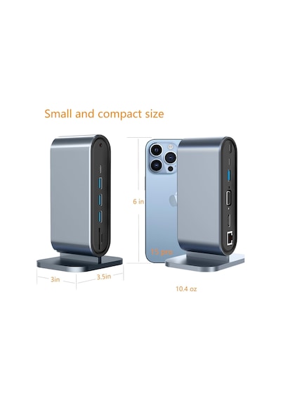 Usb C To Hdtv + Vga + 7 Ports Hub + Sd/tf Readcarder Sb C Hub Dizüstü Bilgisayar Bağlantı İstasyonu, Vga İle 12'si 1 Arada Dock, Hdmı 4k, 100mbps Ethernet, 3 X Usb-a 3.0 Ve 100w Usb- Zr773