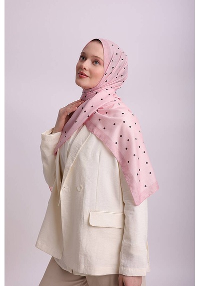 Ayshara Puan Desenli Tek Taraflı Şal - Pembe