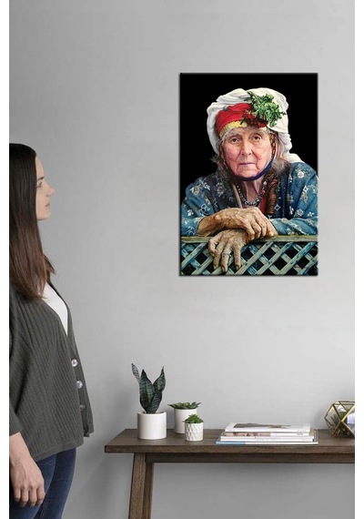 Talya Tablo Yaşlı Kadın Portre Kanvas Tablo 50x35 No-5441