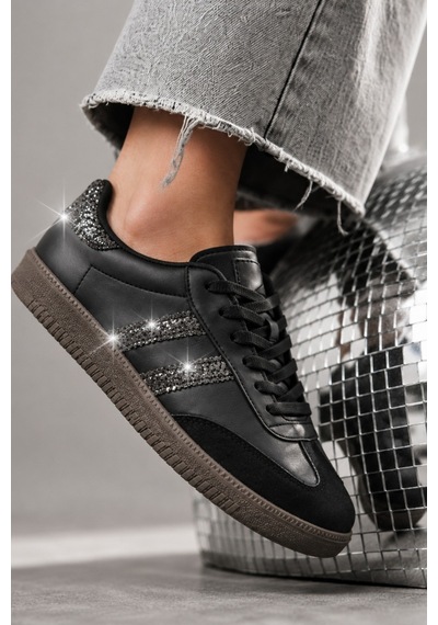 Muggo Sparkly Kadın Sim Detaylı Günlük Sneaker Spor Ayakkabı Siyah