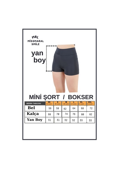 Missmaral Kadın Antrasit Yüksek Bel Toparlayıcı İç Göstermeyen Boxer Şort Deniz Havuz & Günlük Kullanım İçin Antrasit