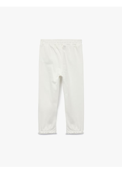 Koton Pamuklu Beli Lastikli Basic Şardonlu Jogger Eşofman Altı Ekru 6wmg40030ak