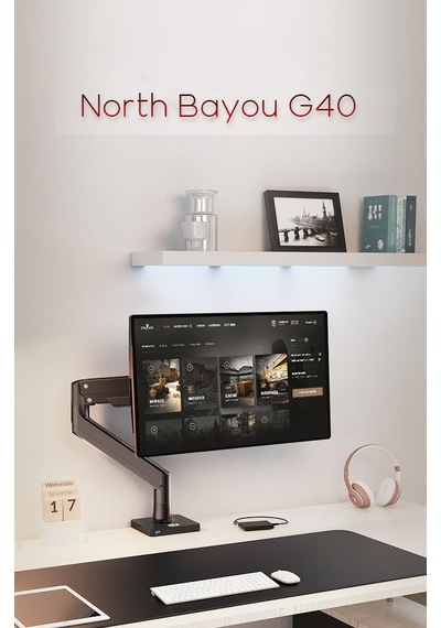 North Bayou G45 27-40 İnç Tek Kollu Monitör Standı Altın