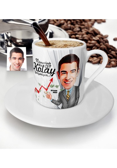 Kişiye Özel Bay Ceo Karikatür Türk Kahvesi Fincanı - 1