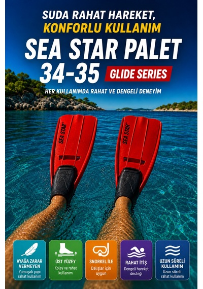 Deniz Paleti 34-35 Numara Yüzme Paleti Snorkel Dalış Rahat Esnek Hafif Tatil Paleti Seti Kırmızı Siyah