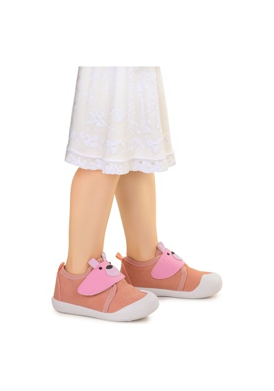 Kiko Kids Winni Cırtlı Kız Bebek İlk Adım Panduf Ayakkabı Pudra