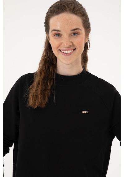 U.S. Polo Assn. Kadın Siyah Regular Bisiklet Yaka Basic Sweatshırt 50313610-VR046