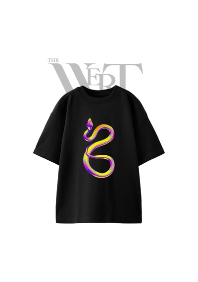 Thewert Neon Snake Tasarım Baskılı Ünisex Siyah Oversize T-shirt