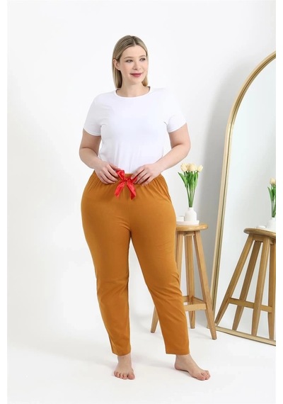 Mtm My The Mall Kadın Pamuklu Büyük Beden Alt Pijama Hardal Hardal