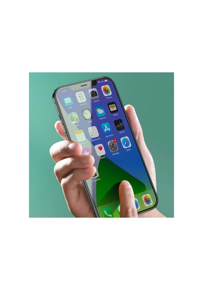 Apple Uyumlu iPhone 12/ 12 Pro 6.1 0.30mm Full Tempered Cam Ekran Koruyucu 2set Anti-bluelight- - Hs08371181-6 Şeffaf 2 Şeffaf 2