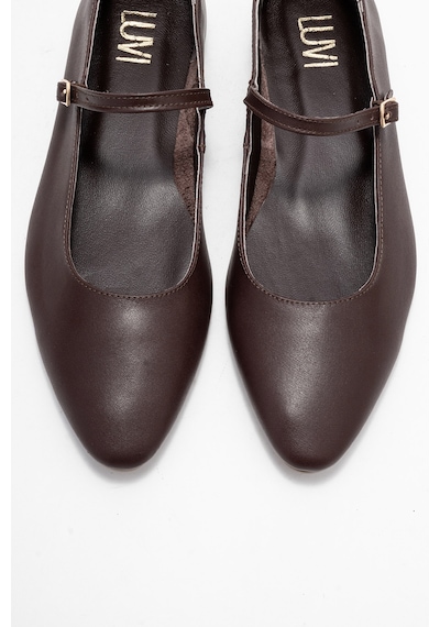 Luvishoes Luvi Shoes Lunaıre Kahverengi Hakiki Deri Tek Bantlı Sivri Burun Kadın Babet Ayakkabı Kahverengi