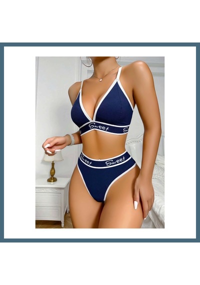 Agc Uygun Sepet Kadın Lacivert Sweet Yazılı Sütyen Kilot Takımı 5160 Beden: S/m Renk: Lacivert Agc