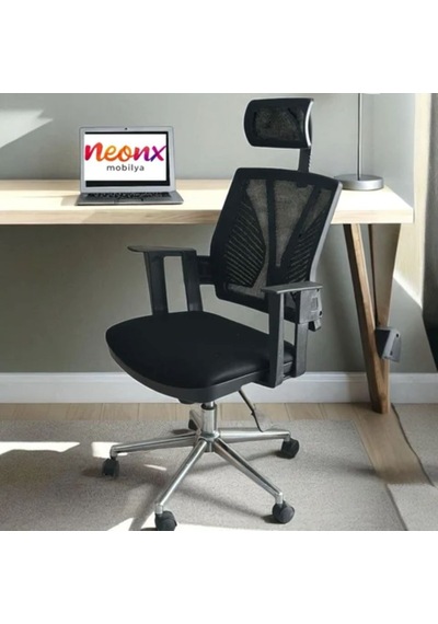Neonx Relax Pro Çalışma Koltuğu Başlıklı Ofis Yönetici Koltuğu Toplantı Koltuğu Siyah