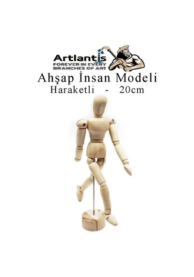 Artlantis Ahşap İnsan Modeli 20 Cm 1 Adet İnsan Figürlü Ahşap Model Manken Resim Ressam Eğitimi Tahta Adam Kukla
