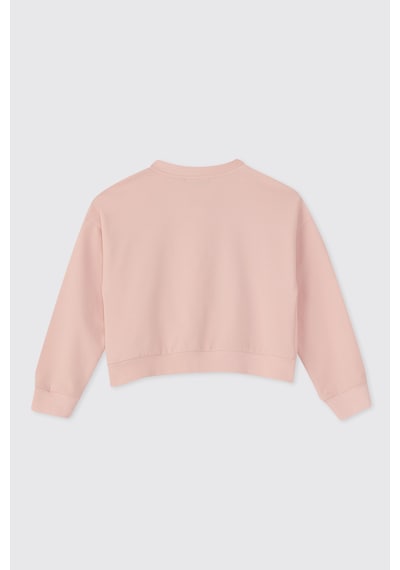 Panço Kız Çocuk Baskılı Pembe Sweashirt