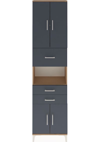Arges Dolap 3 Raflı 3 Çekmeceli 4 Kapaklı 60x30x243 Çam-antrasit Atlas Çam