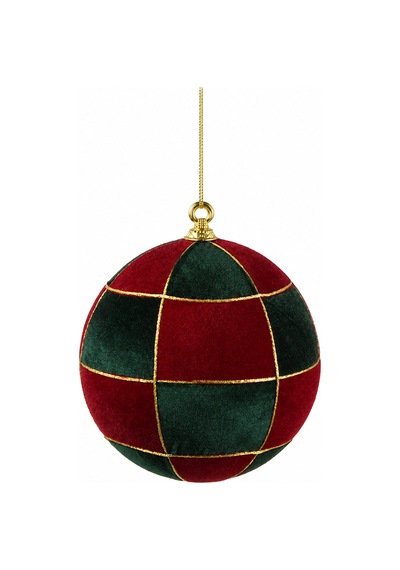 Yılbaşı Ağaç Topu Kareli Desen Bordo Yeşil 20 Cm Diğer