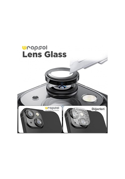 Apple Uyumlu iPhone 15 Plus Siyah Kamera Lens Koruyucu Kolay Uygulama Aparatlı