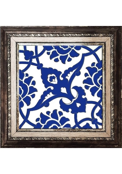 Armada Çini 20X20 Cm Sp 83 Kobalt Beyaz Iznik Rumi Desenli Çini
