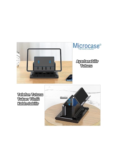 Ayarlanabilir Çok Amaçlı Telefon Tutuculu Laptop Notebok Apple Uyumlu MacBook İçin Dikey Stand-al4495 Siyah