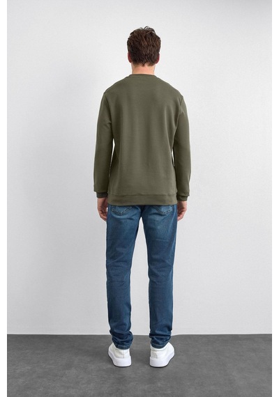 Backandbond Haki Regular Fit Bisiklet Yaka Sweatshirt