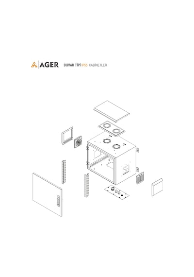 Ager 12u 600x450 Ag-ob12u6045b2-d-a-m1-12u6045 Montajlı Basıc Outdoor Duvar Tıpı Kabınet On Metal Kapak Ikı Adet Kelebek Kılıtlı D-b2 7035 Dıs Ortam
