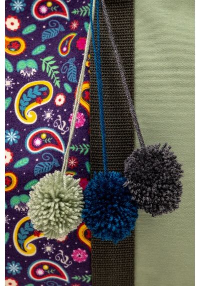 Fabric Craft Bag Omuz Çantası Kadın Duck Kumaş Desenli Büyük Boy Günlük Çanta Fıstık Yeşili