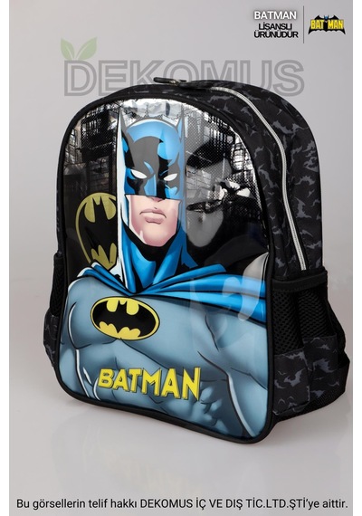 Tek Bölmeli Küçük Boy 32 Cm Yeni Sezon Lisanslı Batman Anaokul Çantası,beslenme Kabı Ve 500 Ml Trıtan Matara Okul Seti Altın