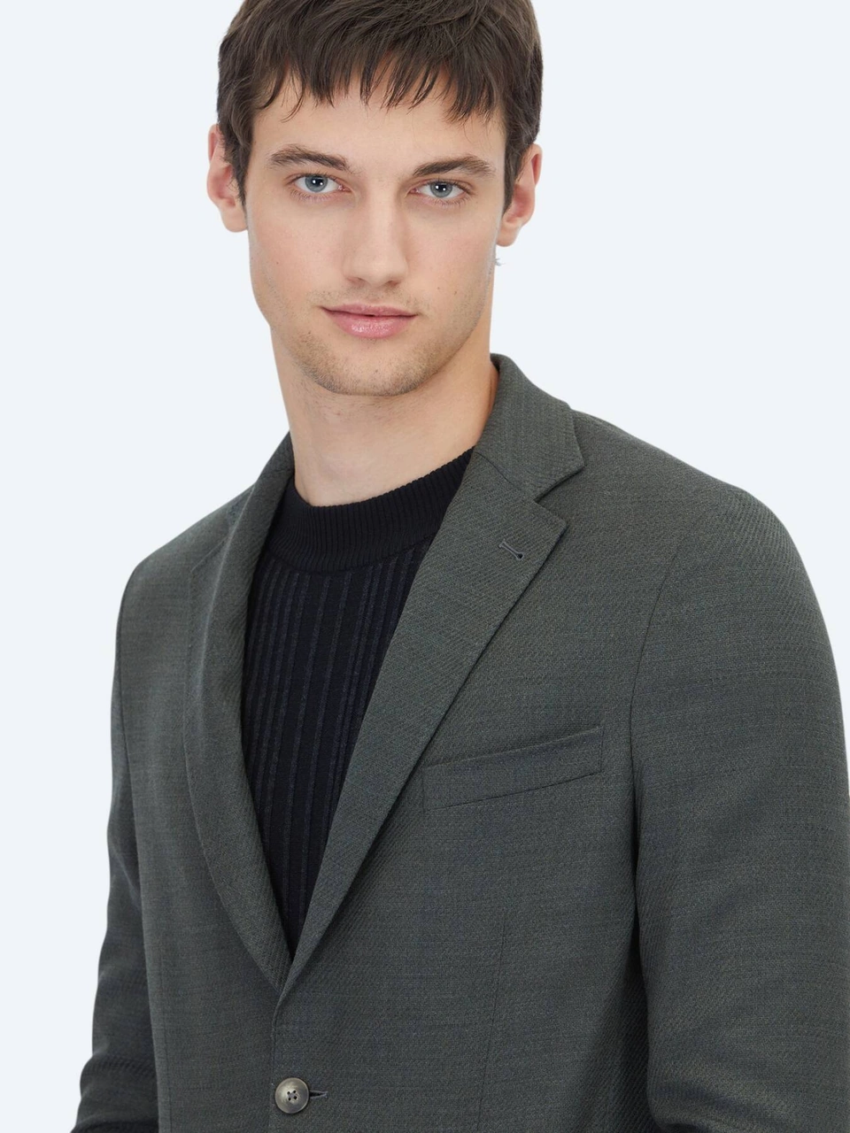 Kip Haki Modern Fit Yün Karışımlı Ceket Haki